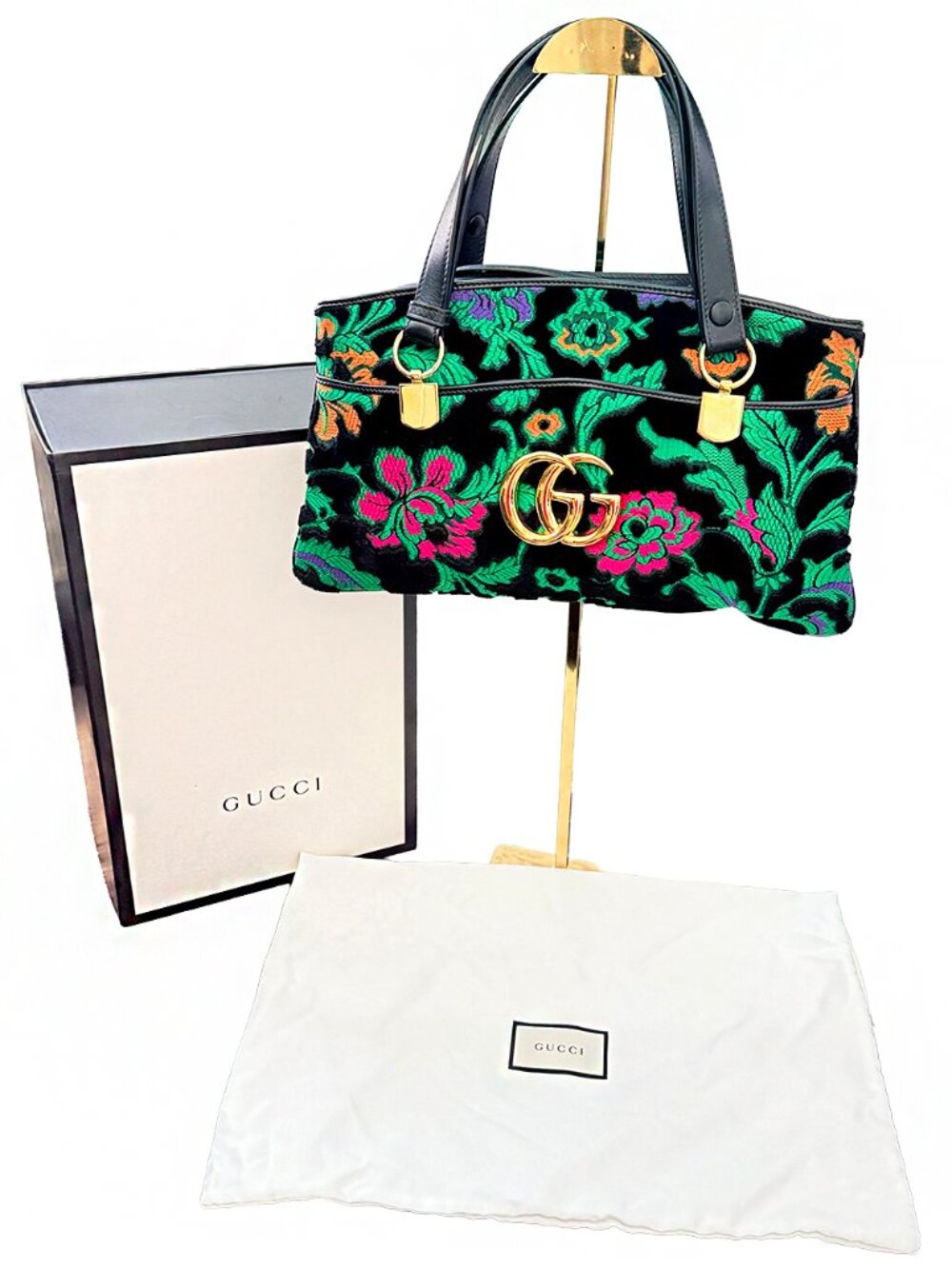 Gucci Large Floral Arli Top Handle Bag